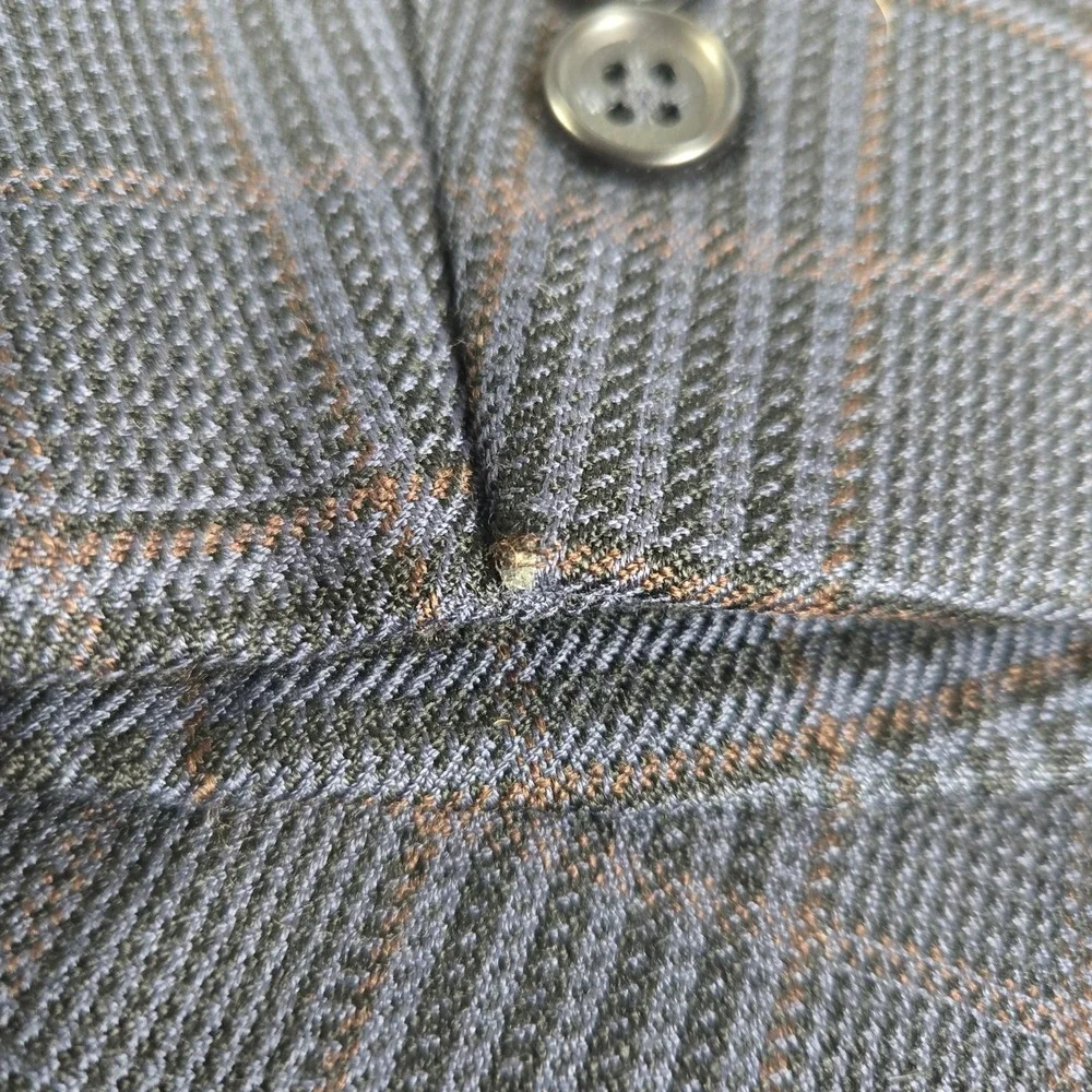 Jos A Bank Mens Plaid Blazer Sport Coat Blue Camel Hair Silk‎ Blend Two 46L